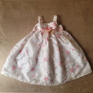 C'.C.Couture Off-White Embroidered Pink Flower Sleeveless Dress Size 2T